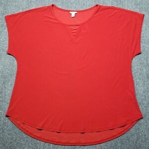 Cato Est 1946 Blouse Womens XL Dessert Dream Chinese Red Cap Sleeve Solid New